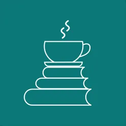 Ikon av bøker med en kaffekopp på toppen