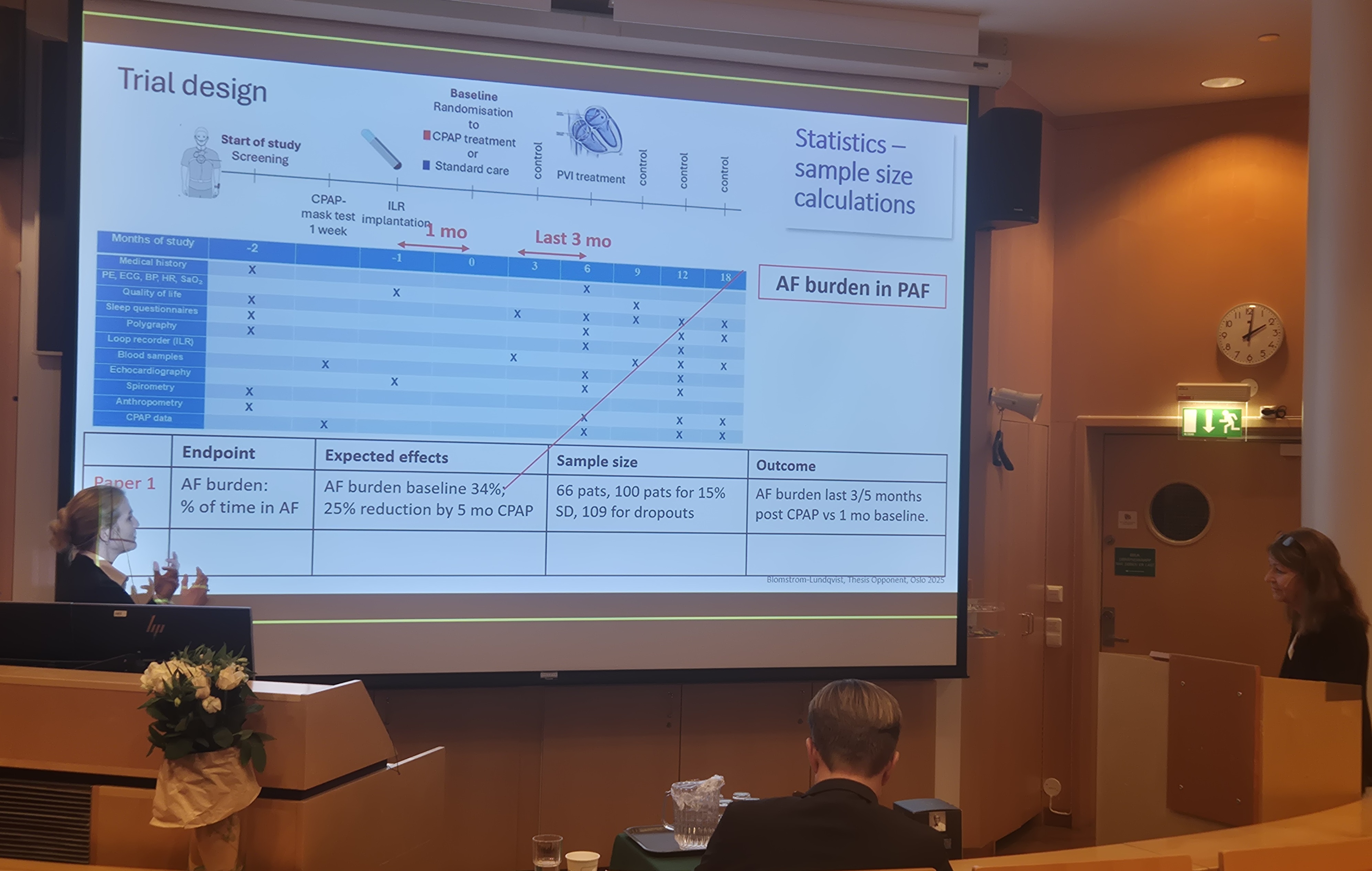 Tove and the first opponent discuss the results of the study