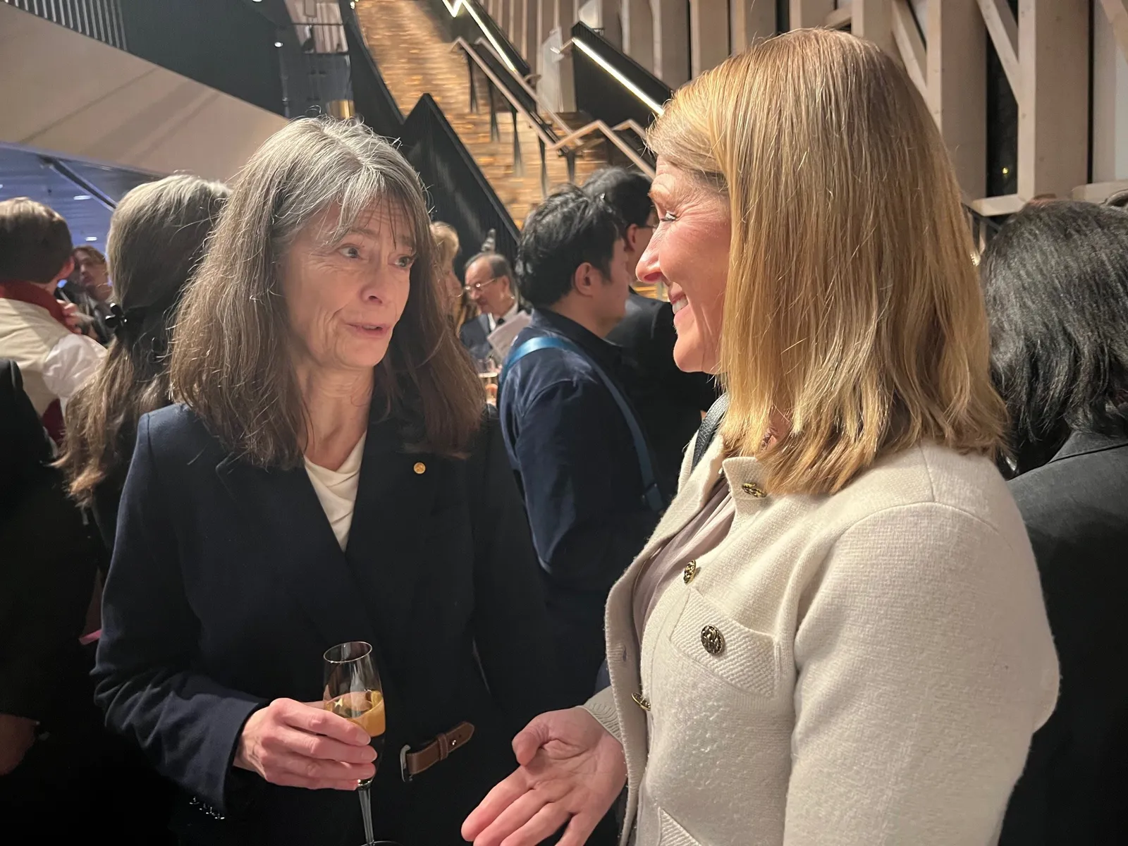 Professor Haugaa og professor Brunkow snakker sammen etter seremonien