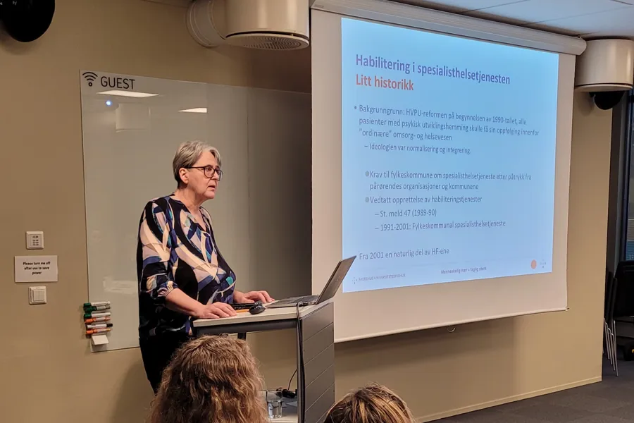 En person som holder en presentasjon