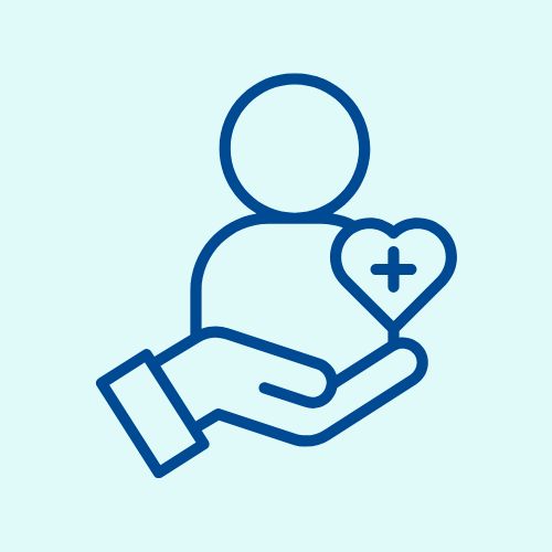 Illustrasjon av en hånd som holder en pasient