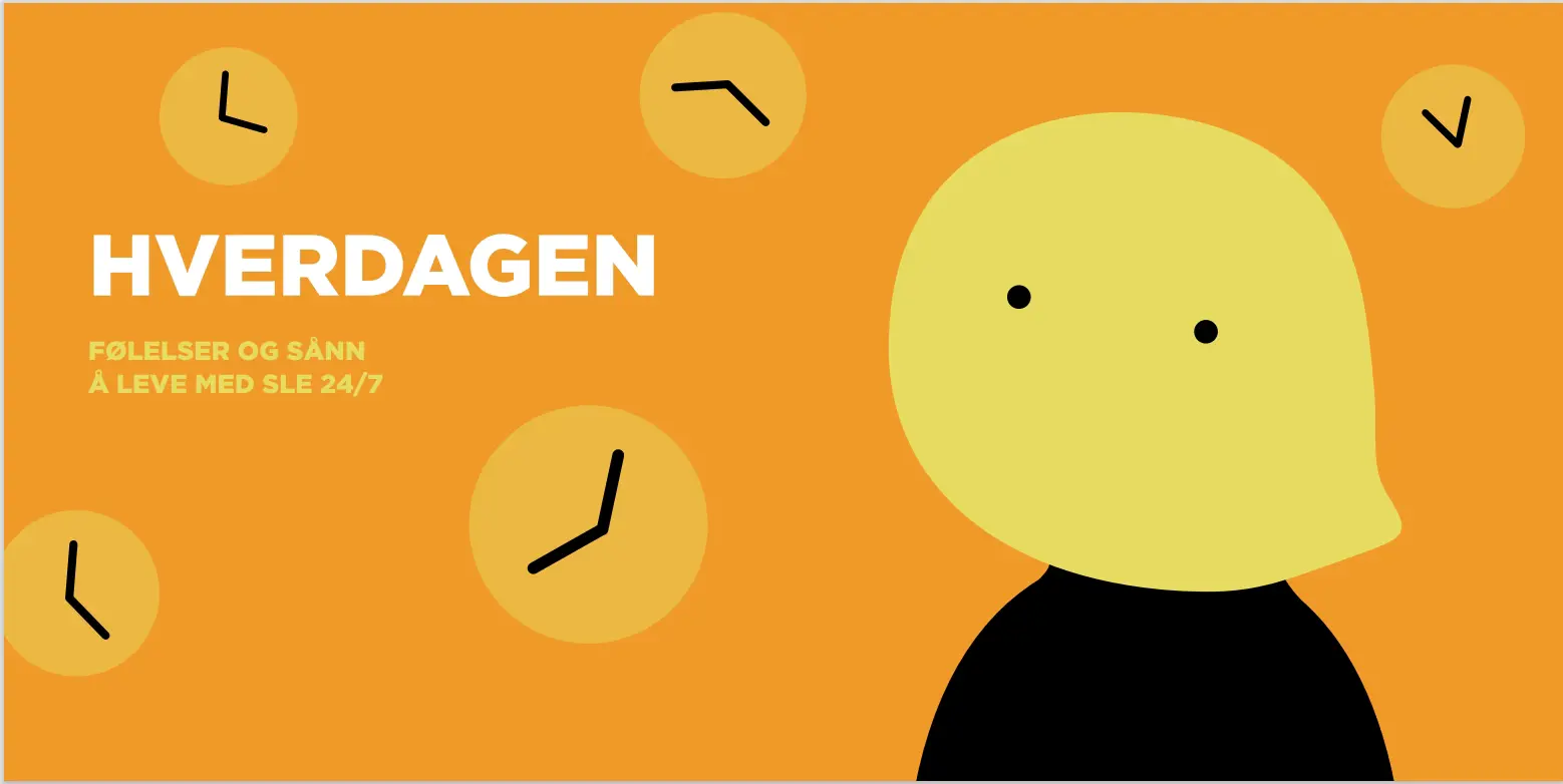 En persons hode med gul bakgrunn