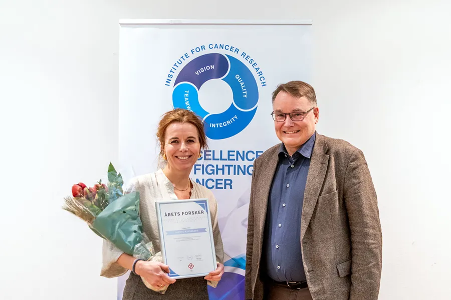 Anette Weyergang og leder for Institutt for kreftforskning ved OUS, Kjetil Taskén