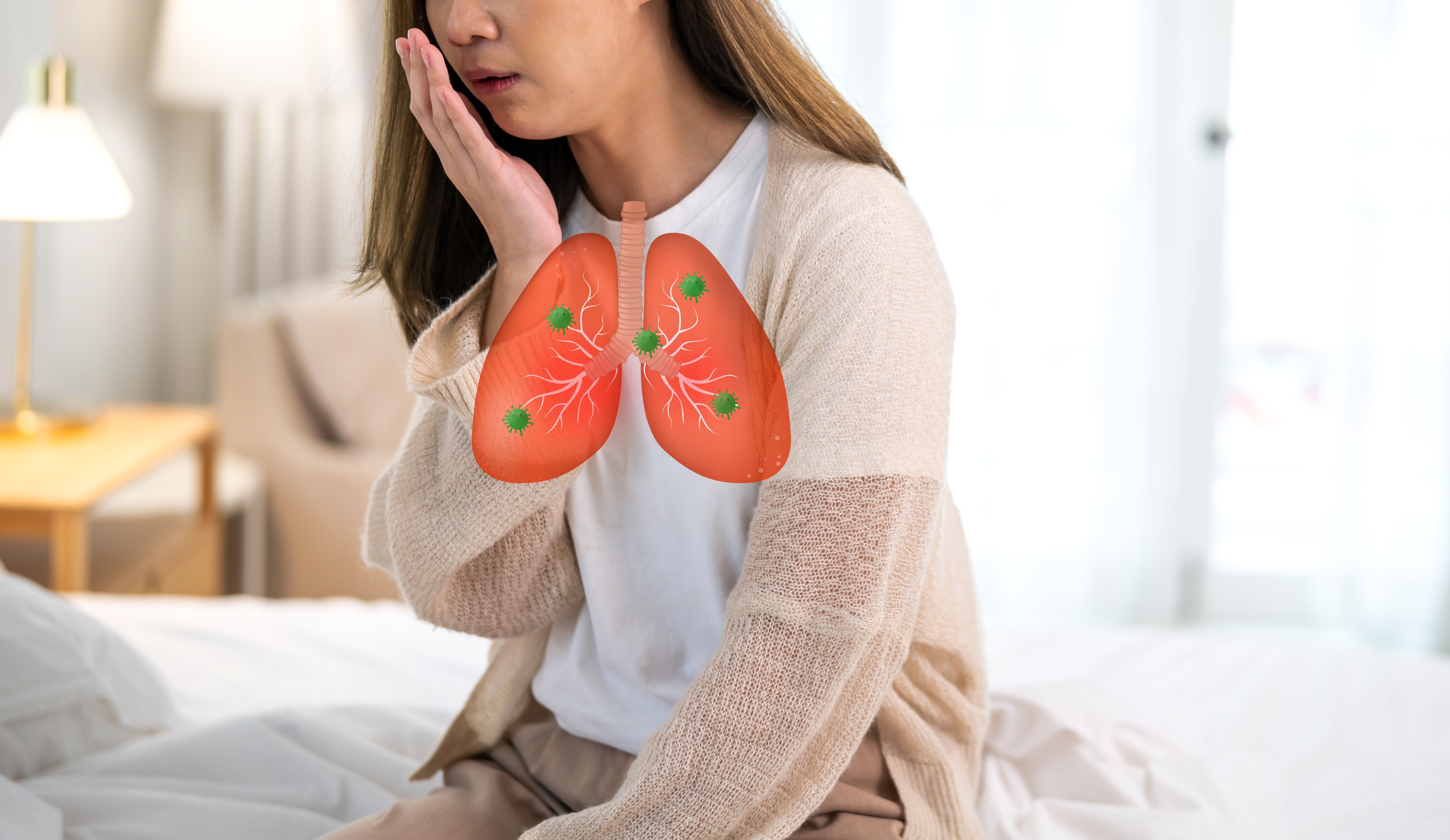 Kvinne med bilde av lunger